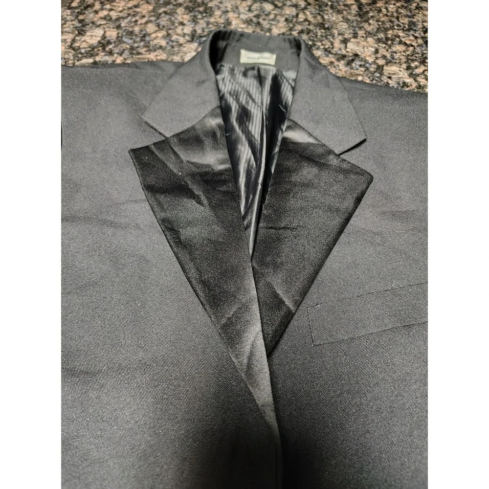EJ Samuel Mens Black Two Button Peak Lapel Tuxedo Jacket Blazer 36S Formal Event
